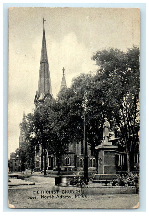1907 Methodist Church North Adams Massachusetts MA Antique Postcard