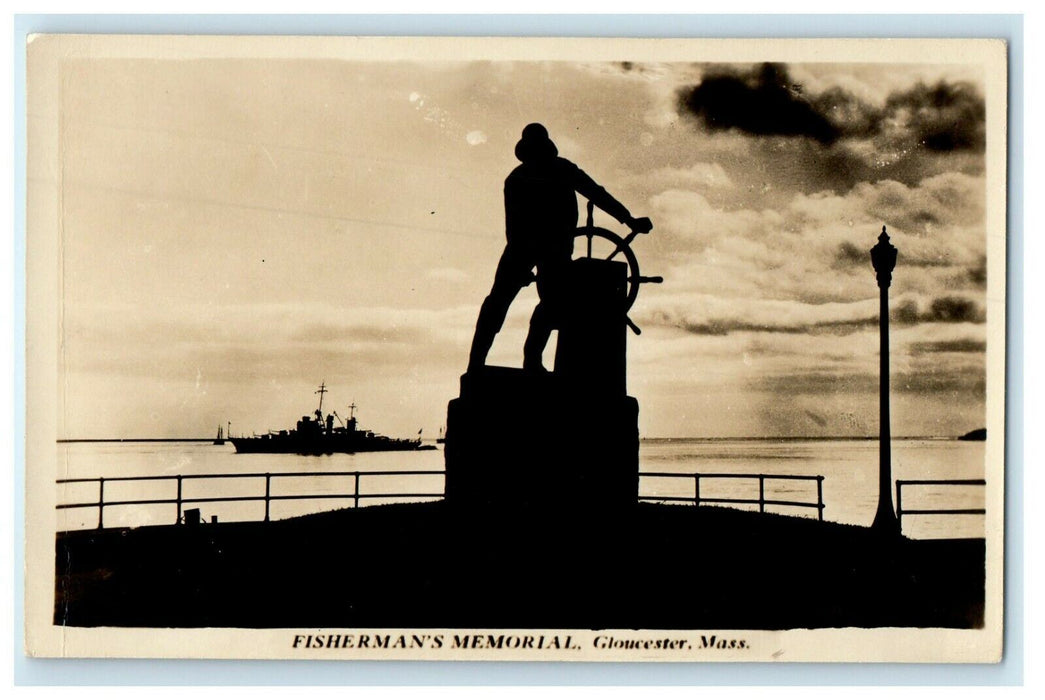 c1940's Fisherman Memorial Ship Gloucester Massachusetts MA RPPC Photo Postcard