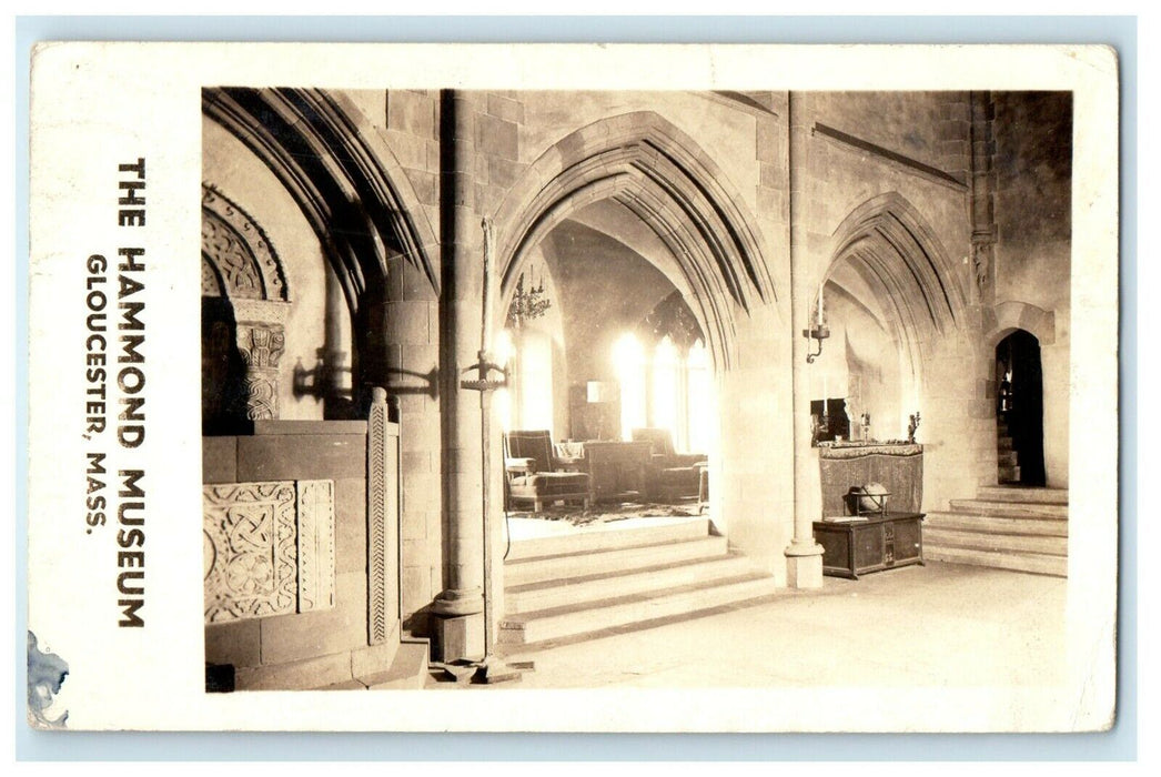 1939 The Hammond Museum Interior Gloucester Massachusetts MA RPPC Photo Postcard