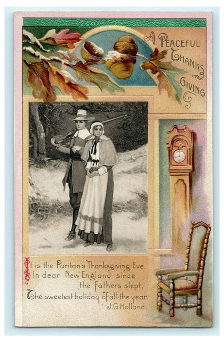 John Winsch Thanksgiving Pilgrims Rifle Puritan's c1910 Germany Antique Postcard
