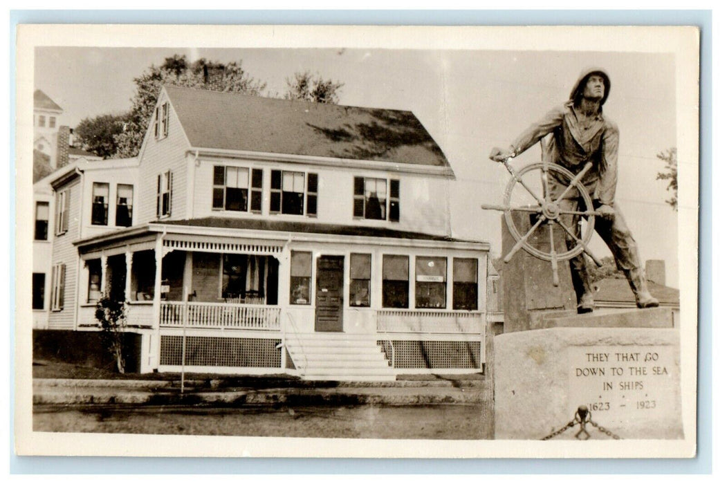 c1940's Fisherman Memorial Gloucester Massachusetts MA RPPC Photo Postcard