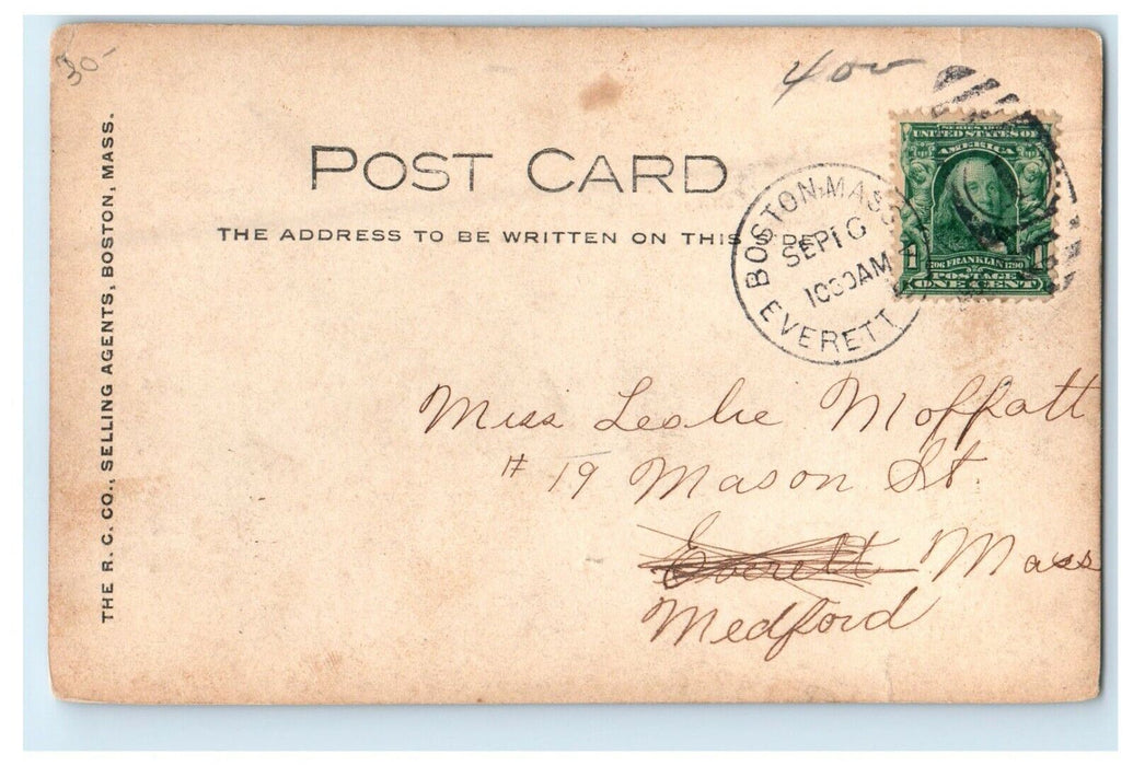 c1905 Parlin Library Building Everett Massachusetts MA RPPC Photo Postcard