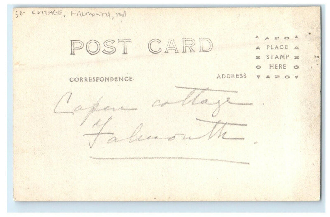c1910's Falmouth Massachusetts MA, Cottage Street View RPPC Photo Postcard