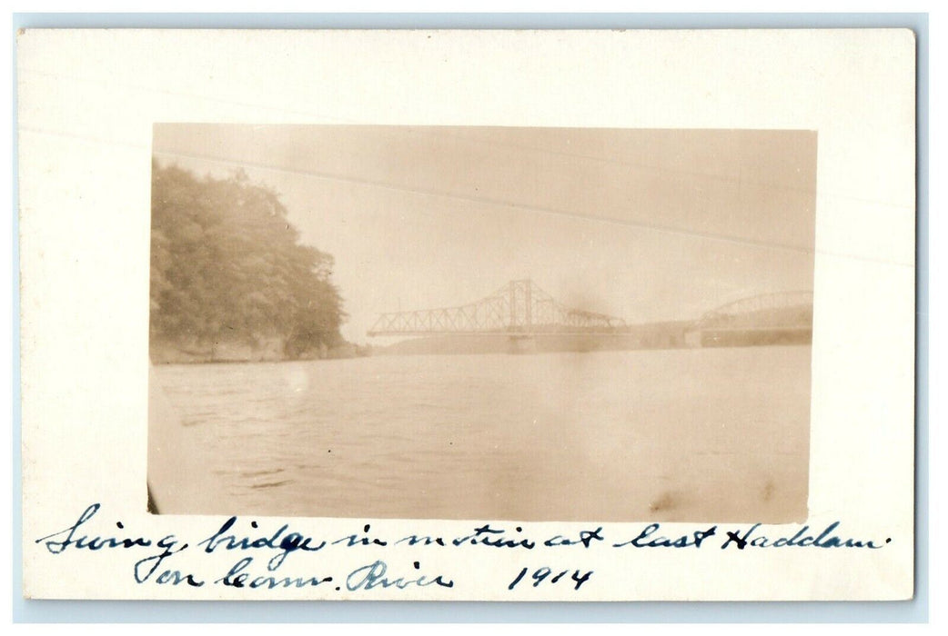 1914 Swing Bridge In Action East Haddam Massachusetts MA RPPC Photo Postcard
