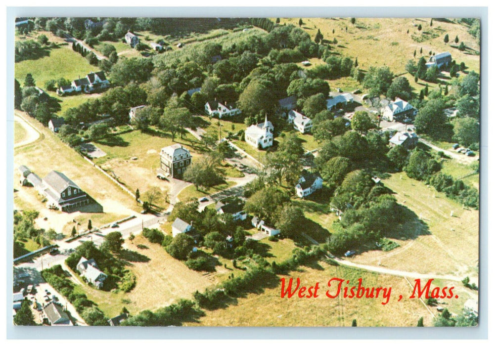 c1960s Aerial View of West Tisbury Buildings, Massachusetts MA Postcard