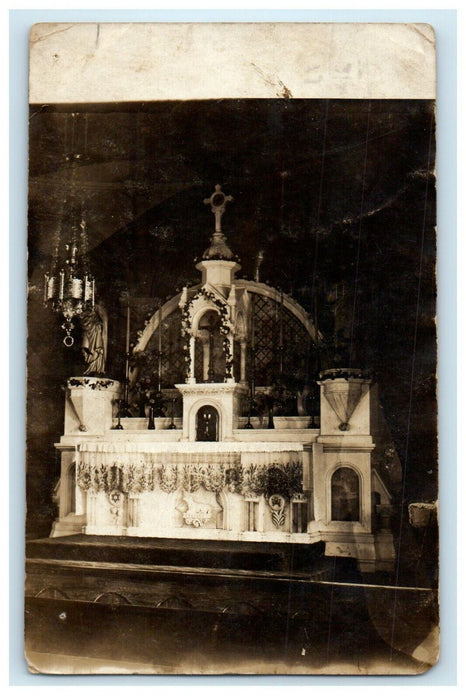 1908 Sanctuary Church Interior Boston Massachusetts MA RPPC Photo Postcard