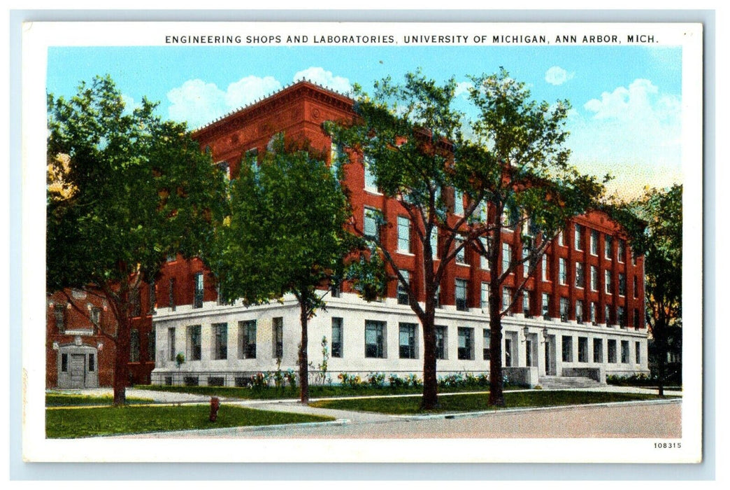 Ann Arbor MI, Engineering Shops And Laboratories University Of Michigan Postcard