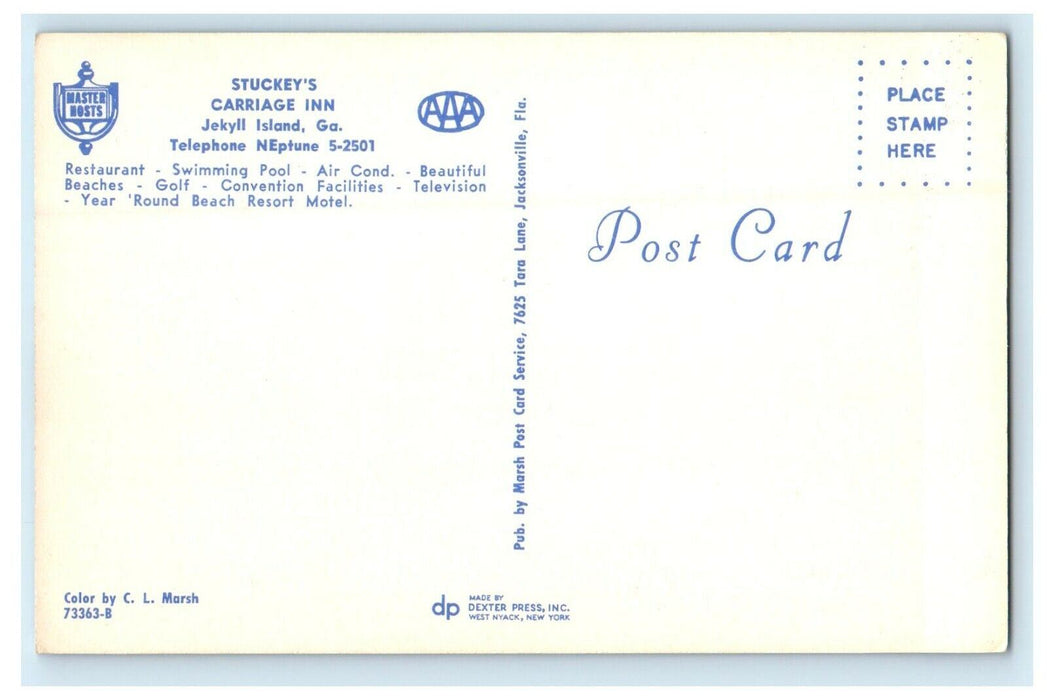 Stucker's Carriage Inn Restaurant Jekyll Island Georgia GA Unposted Postcard