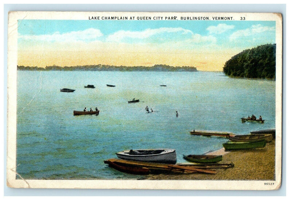 c1920's Lake Champlain At Queen City Park Burlington Vermont VT Postcard