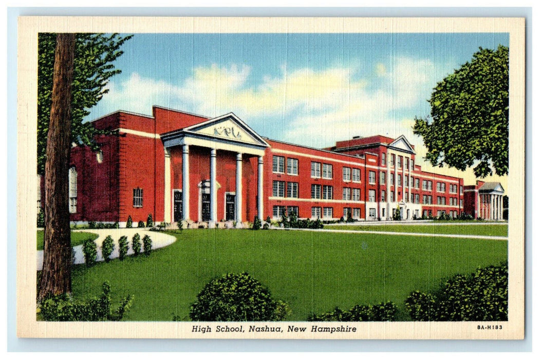 c1930s High School Building. Nashua New Hampshire Unposted Postcard