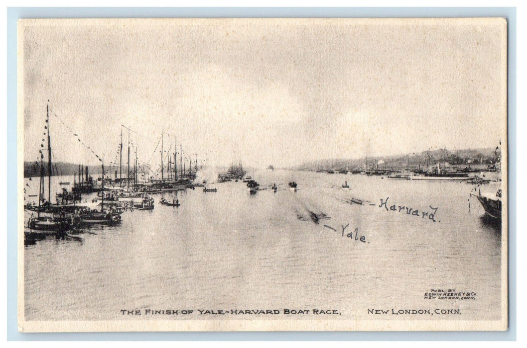 c1910 The Finish of Yale-Harvard Boat Race New London Connecticut CT Postcard