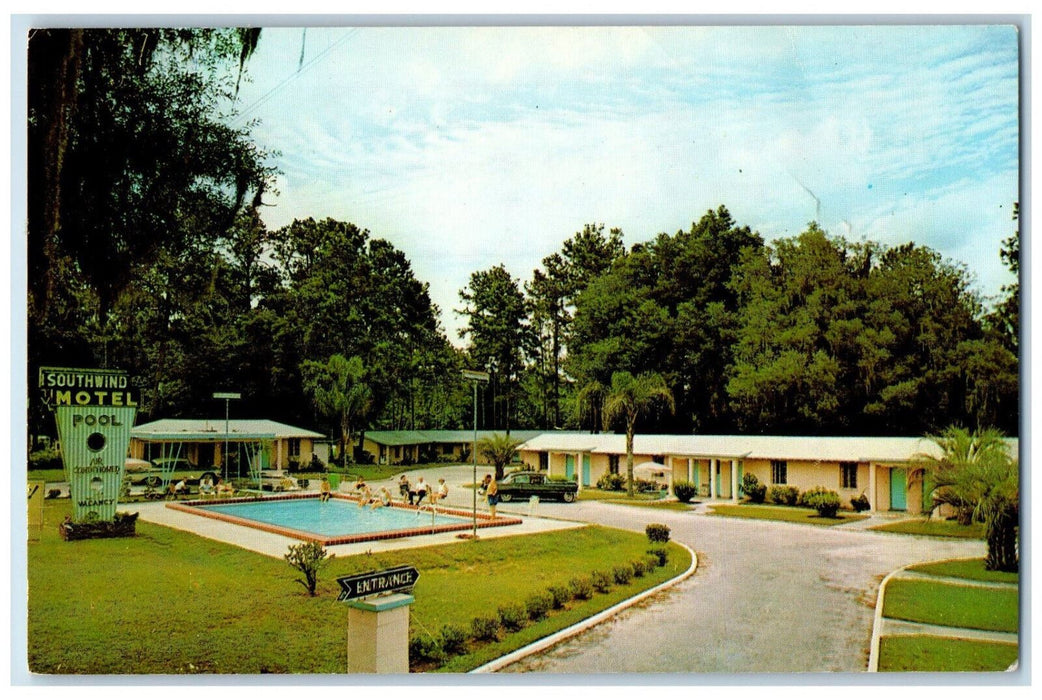 c1960s Swimming Pool, Entrance to Southwind Motel Ocala Florida FL Postcard