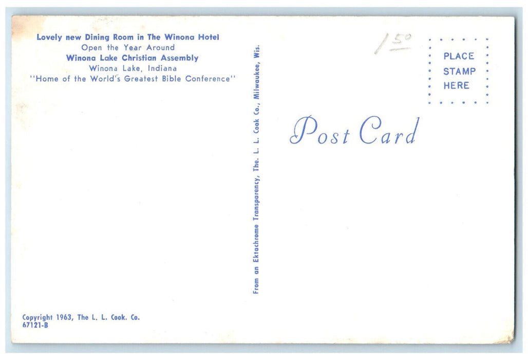 1963 Winona Lake Christian Assembly Winona Lake Indiana IN Vintage Postcard