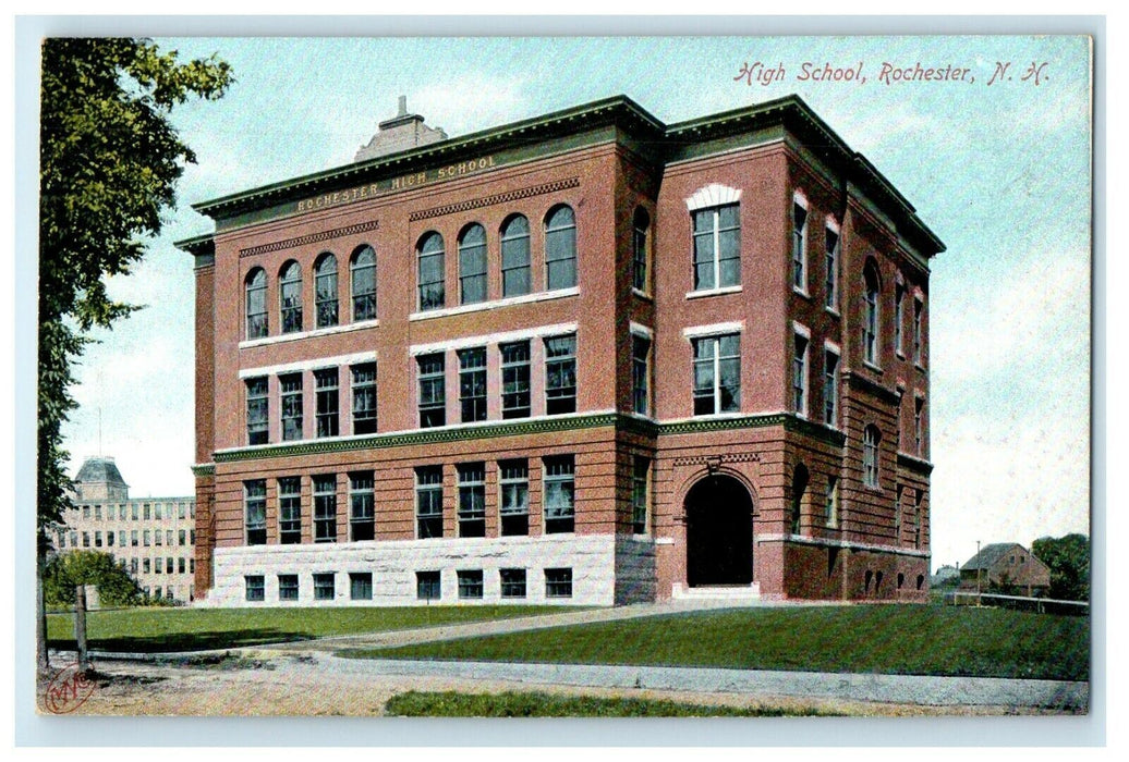 c1905 High School Building Rochester New Hampshire NH Unposted Antique Postcard