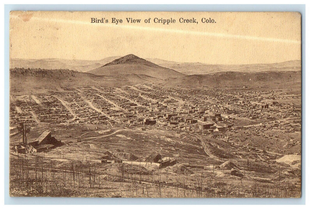 c1910's Bird's Eye View Of Cripple Creek Colorado CO Posted Antique Postcard