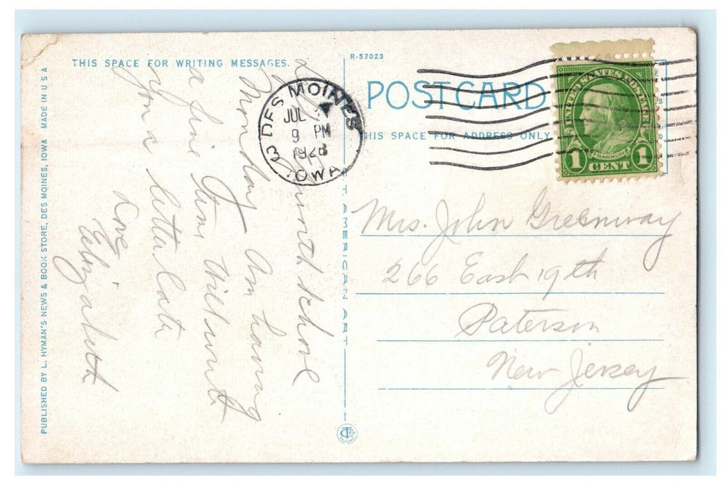 1928 River Front View Des Moines Iowa IA Posted Vintage Postcard