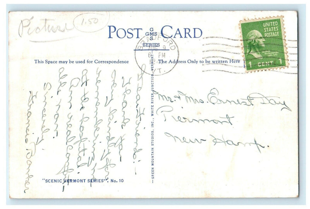 1934 Camel's Hump Couching Lion North Central Vermont VT, Looking East Postcard