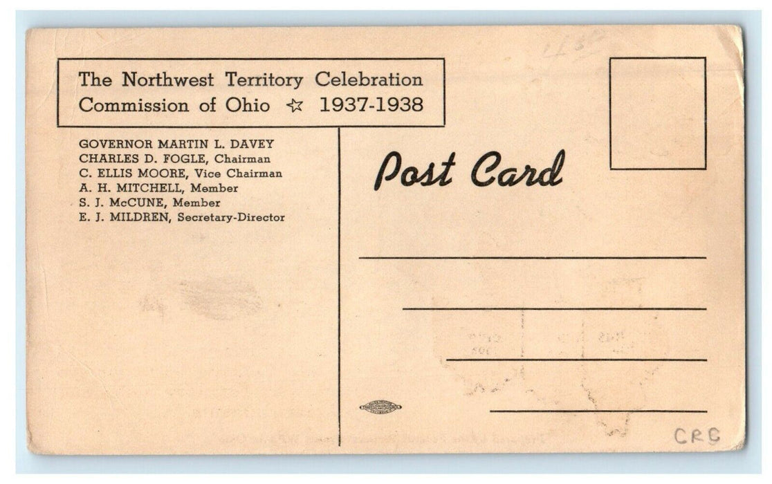 Northwest Territory Main Event Celebration Map Commission Of Ohio OH Postcard