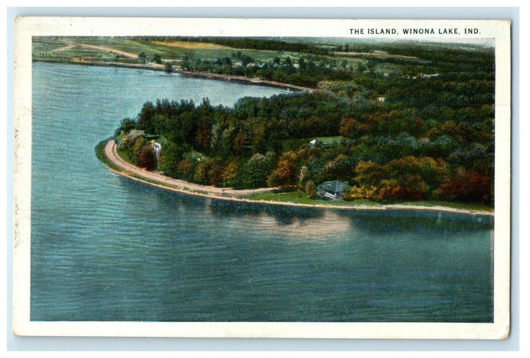 c1920's View Of The Island Winona Lake Indiana IN Unposted Vintage Postcard