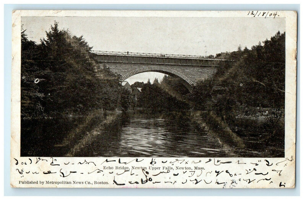 1904 Echo Bridge Newton Upper Falls Massachusetts MA Antique Postcard