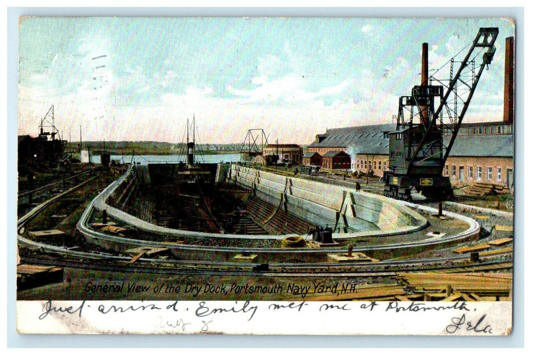 1907 General View Of the Dry Dock Portsmouth New Hampshire NH Antique Postcard
