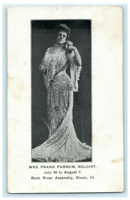 Mrs. Frank Farnum Singer c1910 Dixon Illinois Antique Advertising Dress Postcard