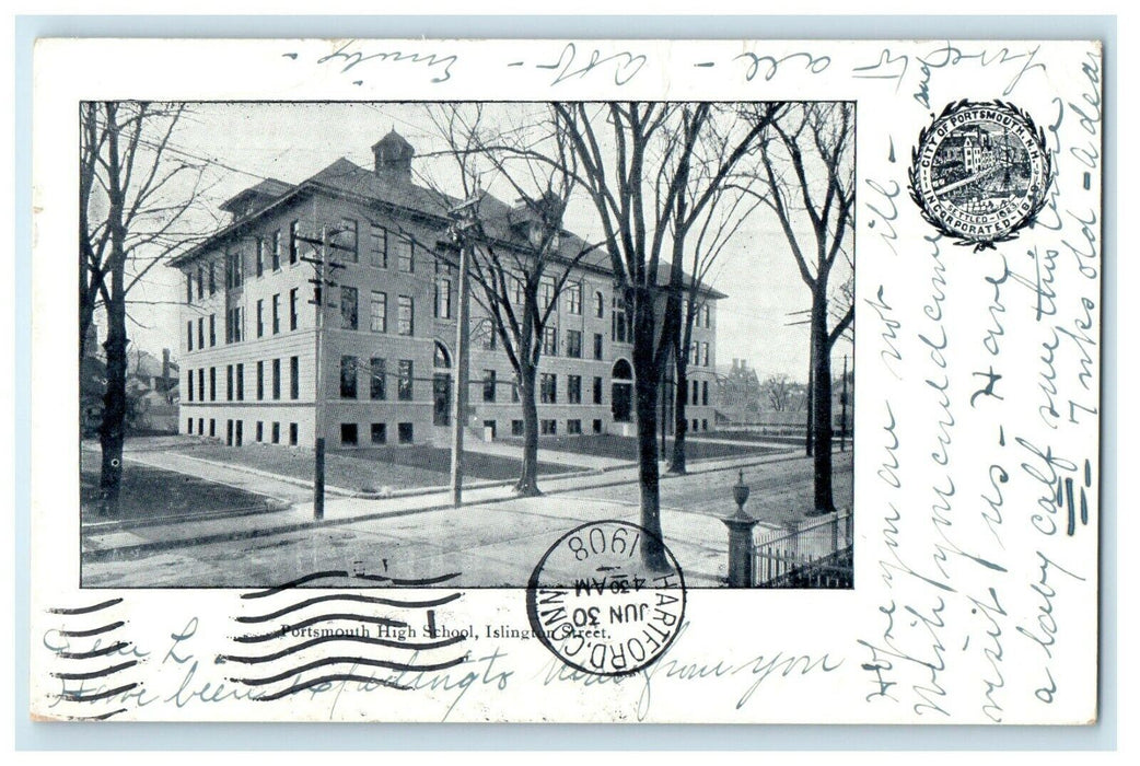 1908 Portsmouth High School Islington Street New Hampshire NH Antique Postcard