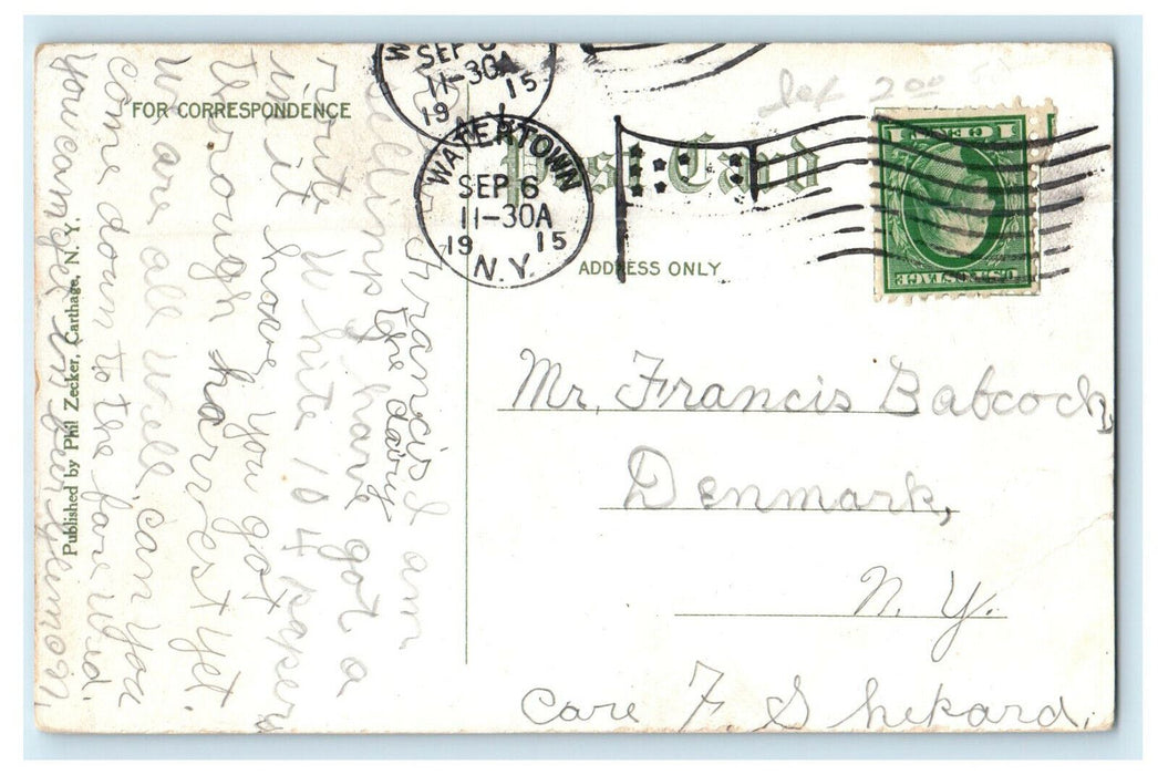 1915 Public and High School, Carthage New York NY Posted Antique Postcard