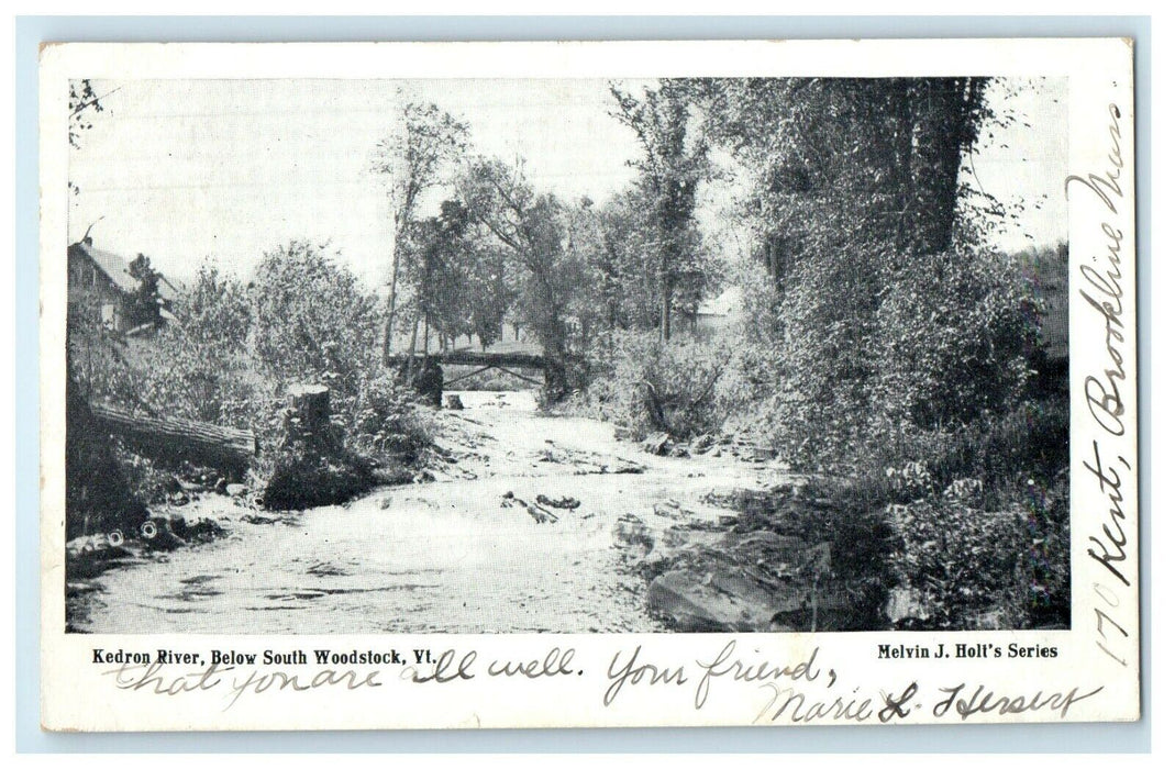 1909 Kedron River Below South Woodstock Vermont VT Posted Antique Postcard