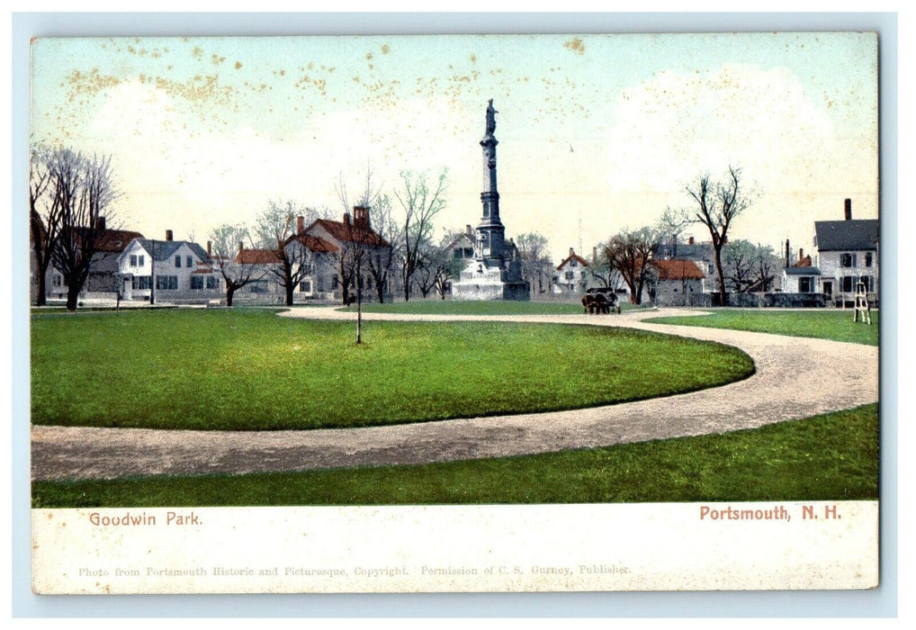 c1905 Goodwin Park Soldiers Monument Portsmouth New Hampshire NH Postcard