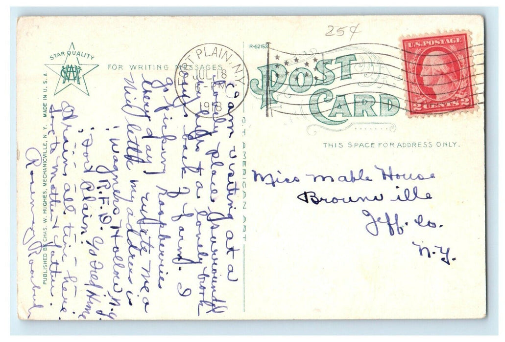 1918 New High School Building Fort Plain New York NY Antique Postcard