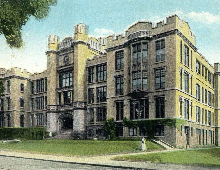 c1920's High School Building Street Scene White Plains New York NY Postcard