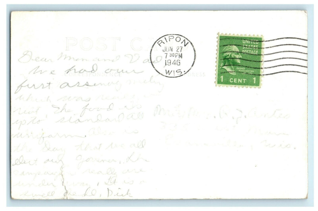 1946 Ripon College Wisconsin WI Ingram Hall RPPC Photo Postcard