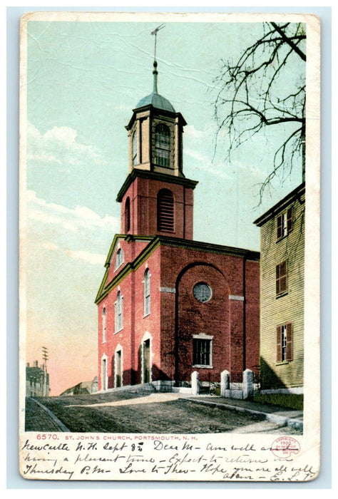 1906 St. John's Church Portsmouth New Hampshire NH Antique Postcard
