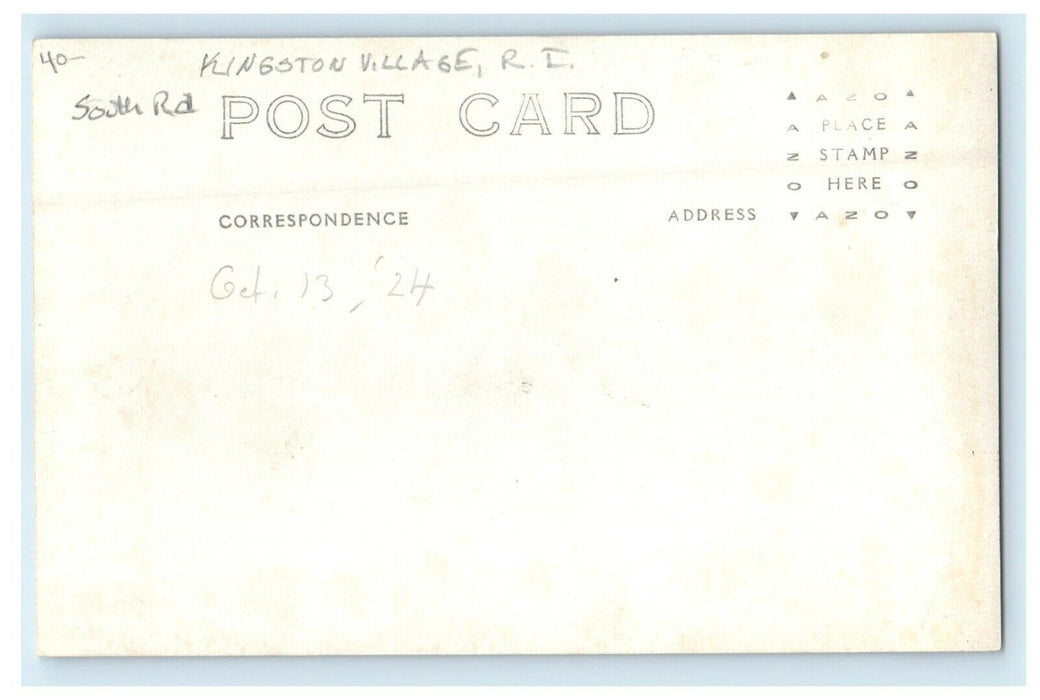1924 Kingston Village South Road Rhode Island RI RPPC Photo Vintage Postcard