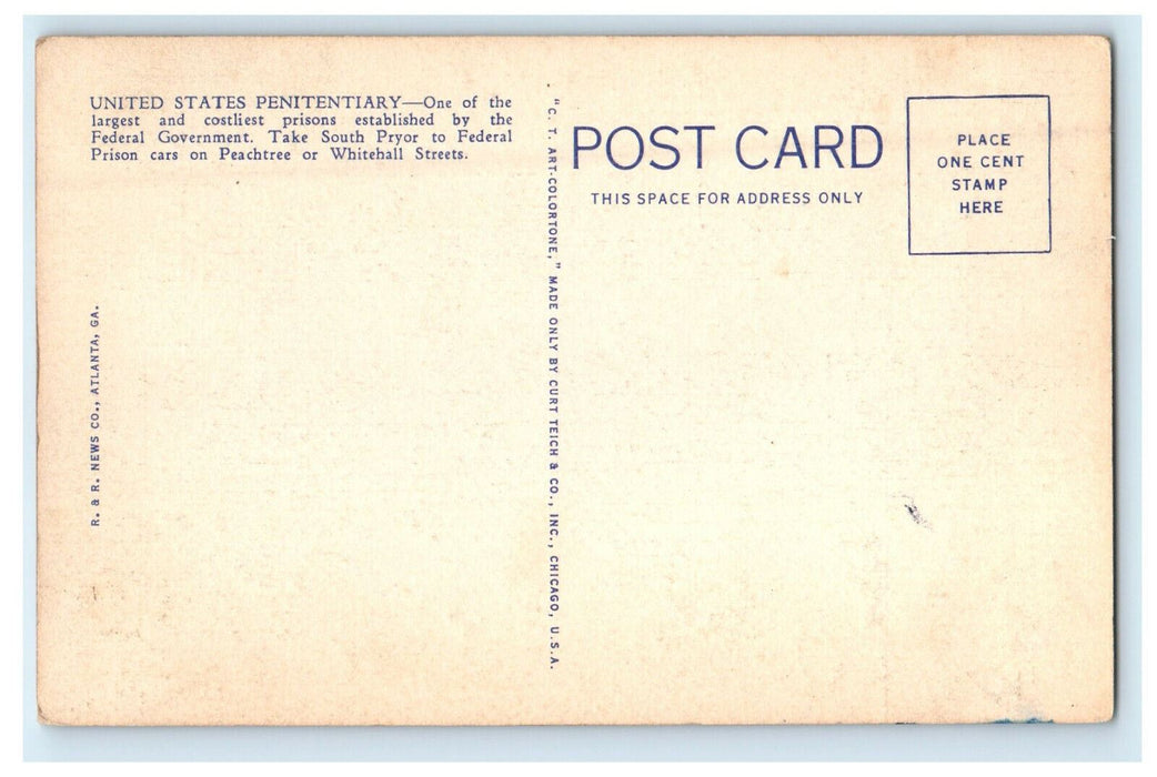 c1930s United States Penitentiary, Atlanta Georgia GA Unposted Postcard