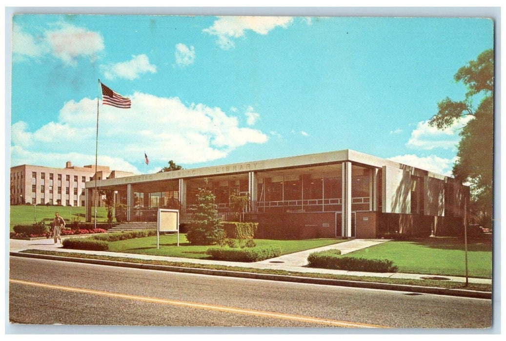 c1960's Pontiac Public Library Pontiac Michigan MI Unposted Vintage Postcard