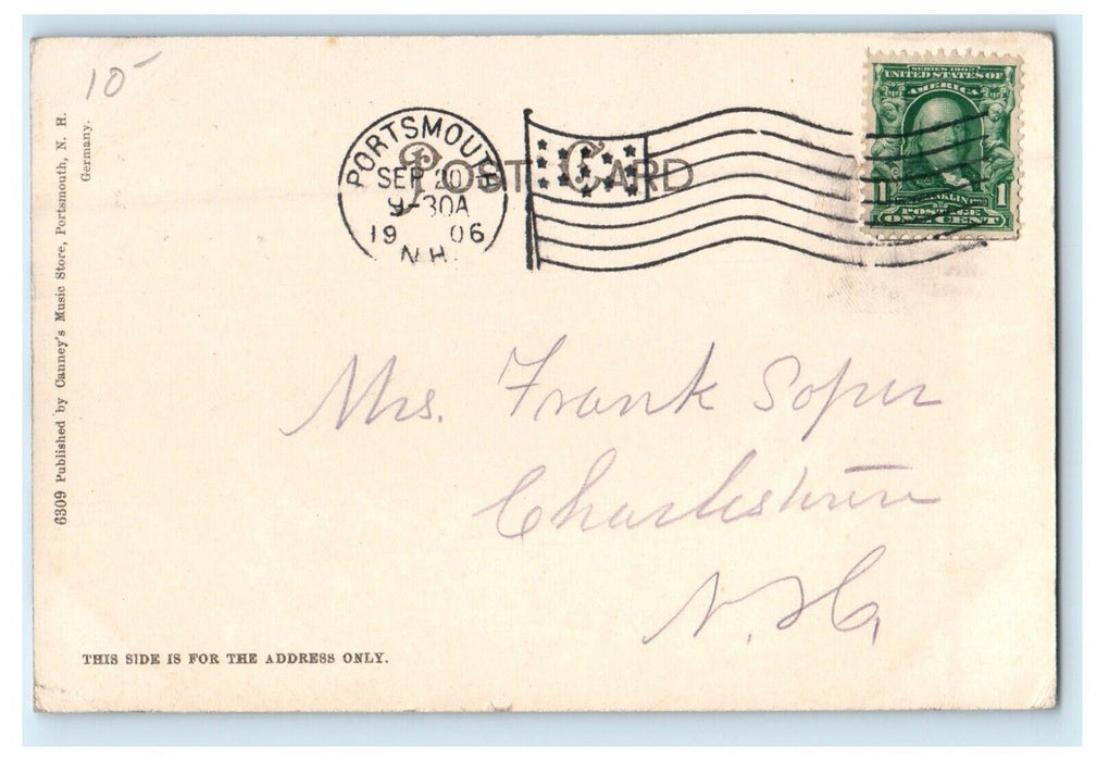 1906 Goudwin Park Soldiers Monument Portsmouth New Hampshire NH Antique Postcard