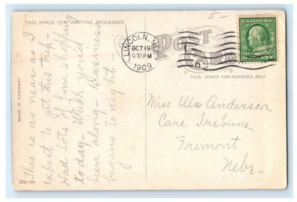 1909 Nebraska State Penitentiary Lincoln Nebraska NE Posted Postcard