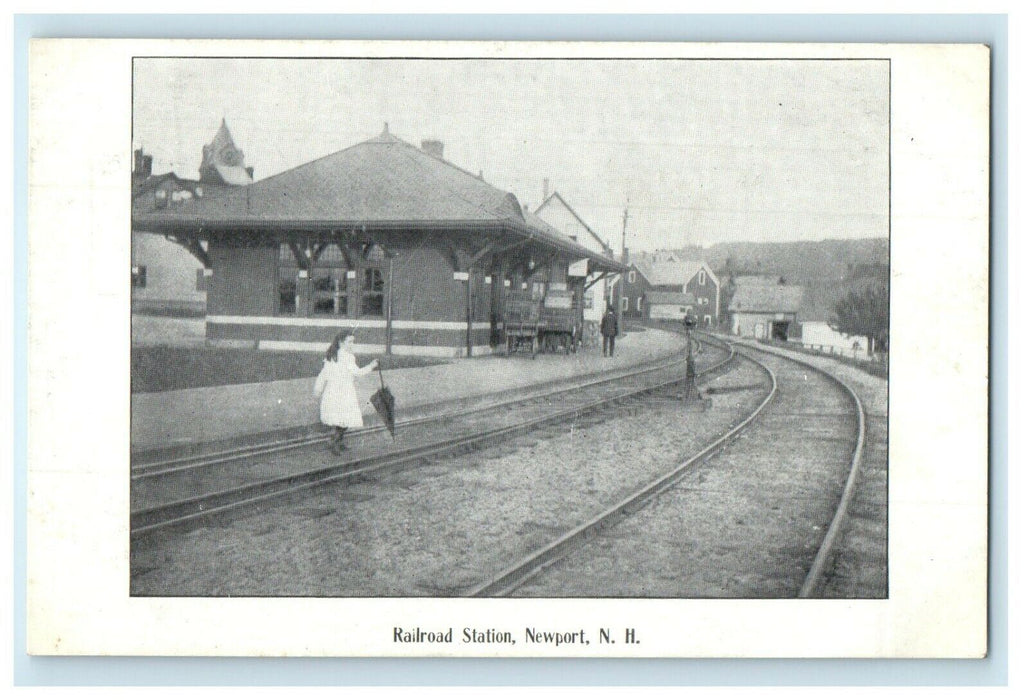 c1905 Railroad Station Depot Train Railroad Newport New Hampshire NH Postcard