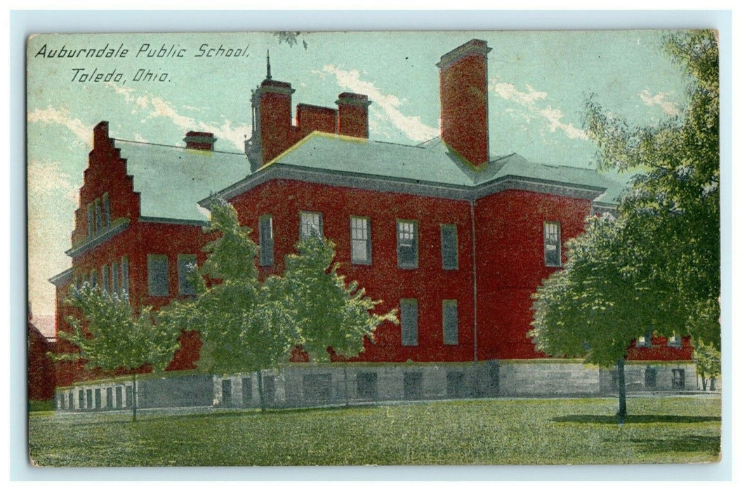 Auburndale Public School Toledo Ohio Rare View c1910 Unused Antique Postcard