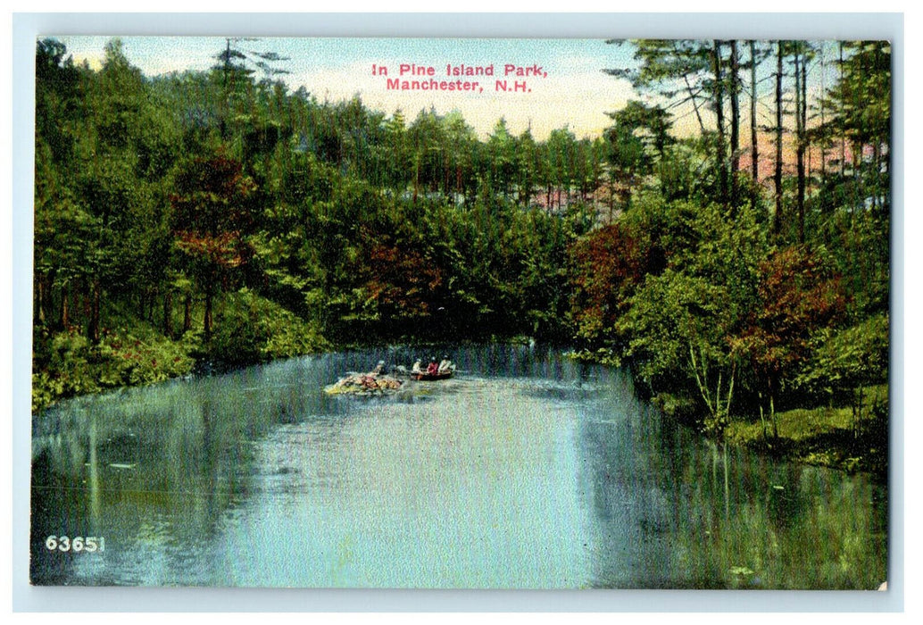 c1910s Boat in Pine Island Park Manchester New Hampshire NH Postcard