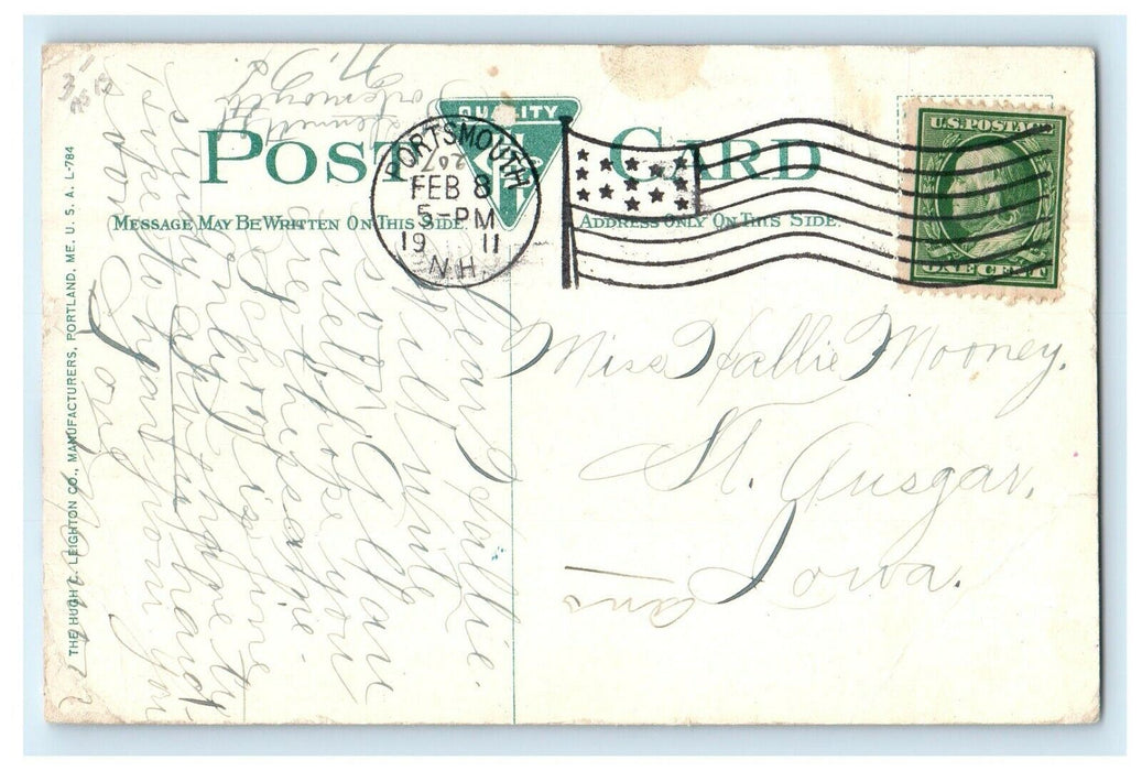 1911 Thomas Bailey Aldrich Memorial Court Street Portsmouth NH Antique Postcard