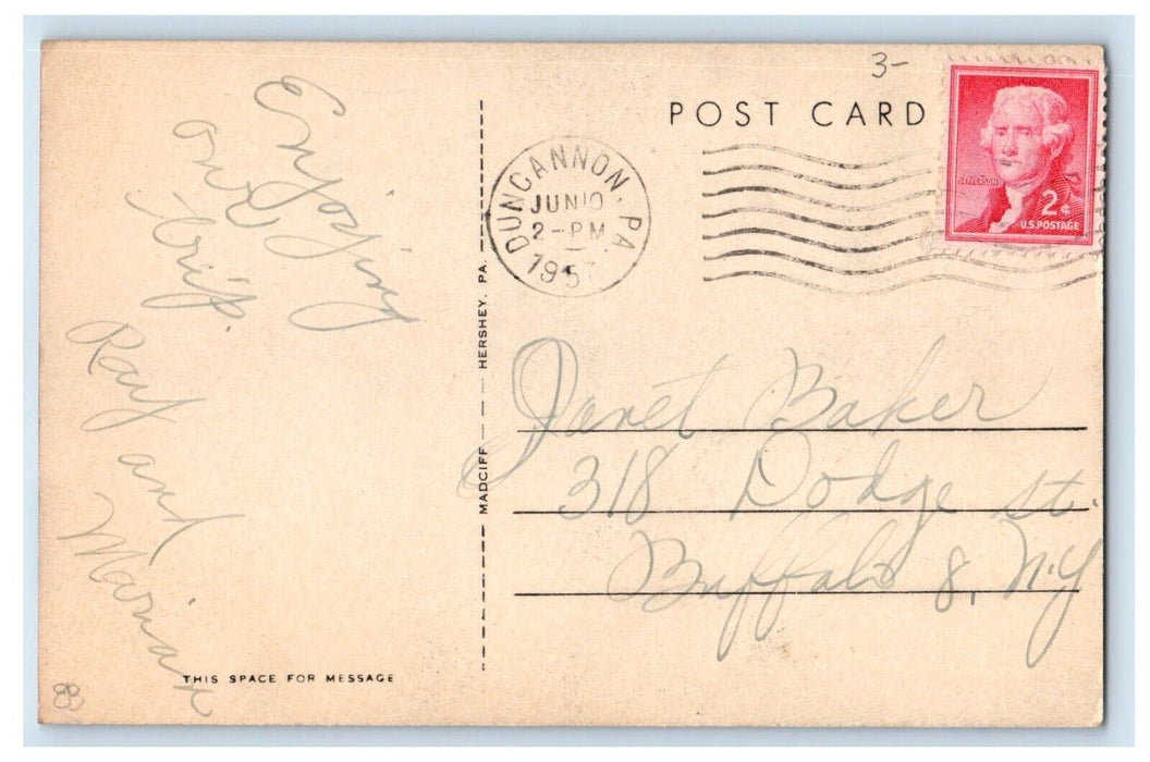 1957 The High School Building Duncannon Pennsylvania PA Posted Vintage Postcard