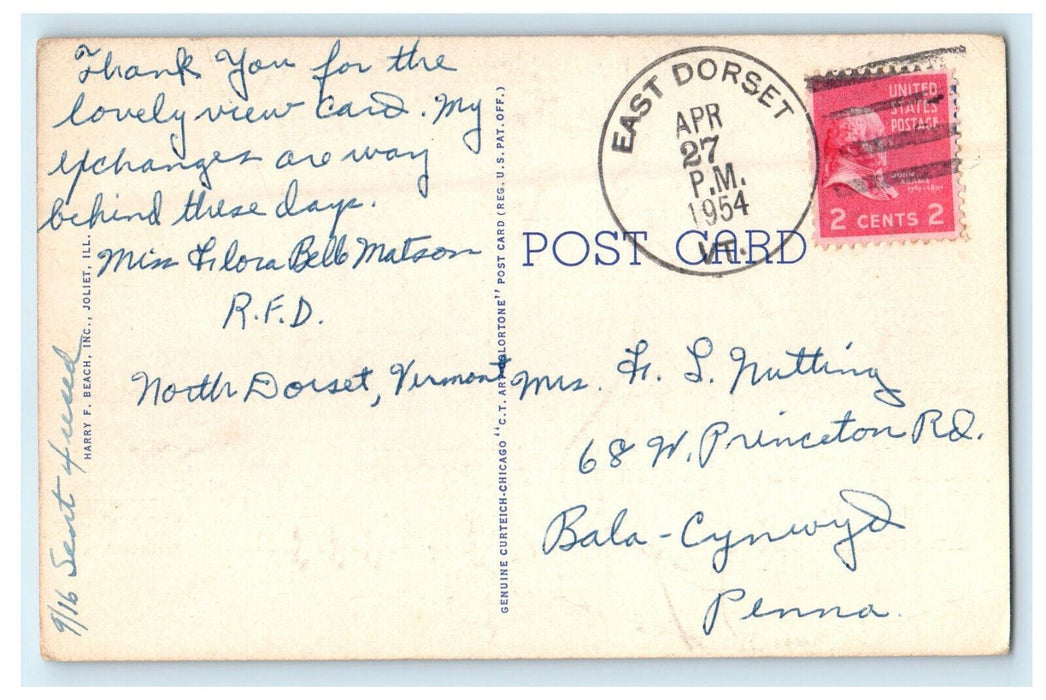 1954 East Dorset VT, Illinois State Penitentiary Near Joliet IL Postcard