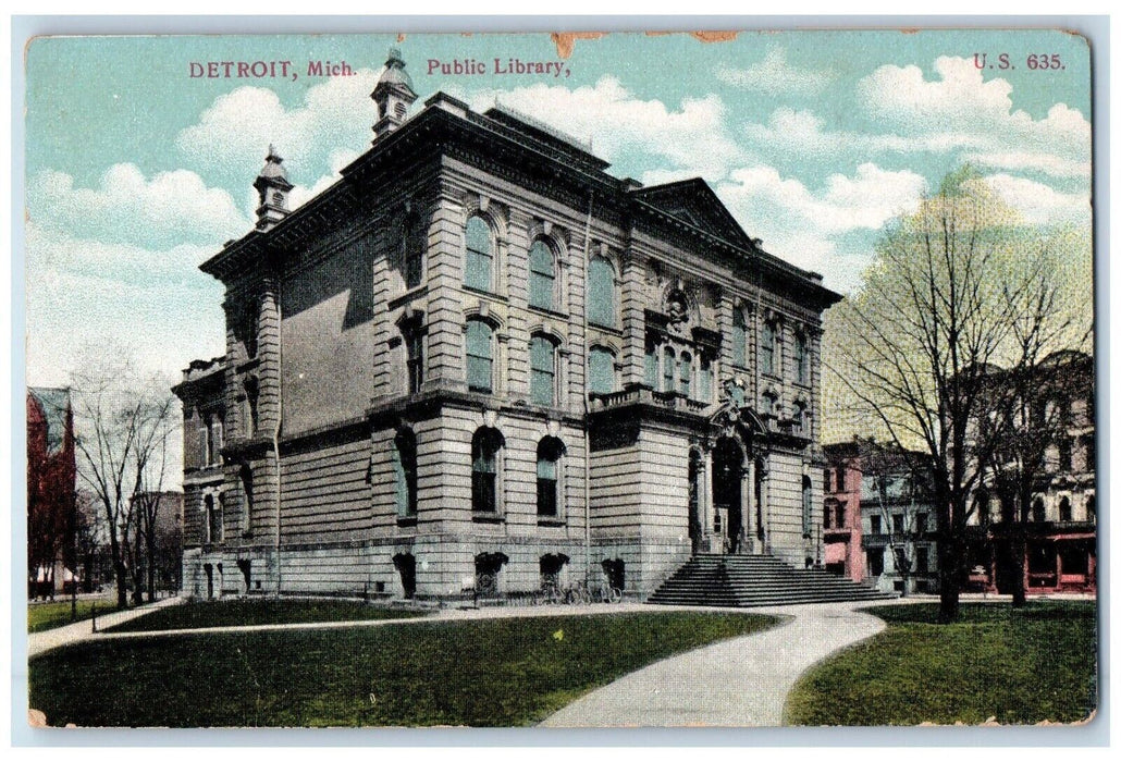 c1910's Public Library Detroit Michigan MI Unposted Antique Postcard