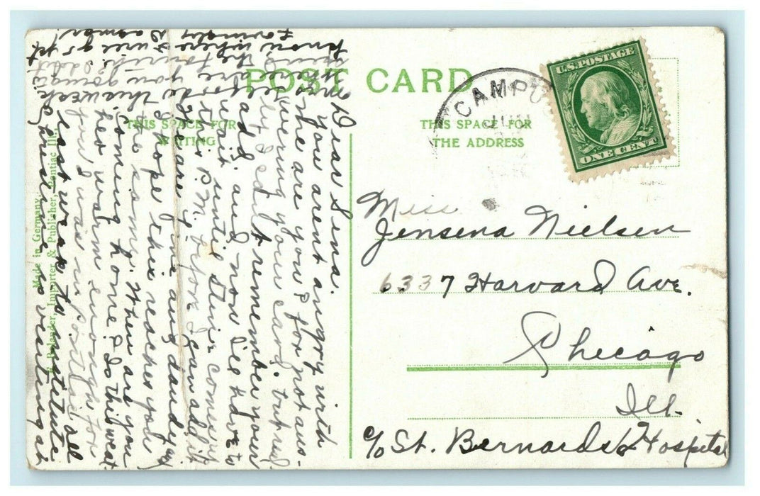 St. Mary's School Pontiac Illinois c1910 Posted Antique Postcard