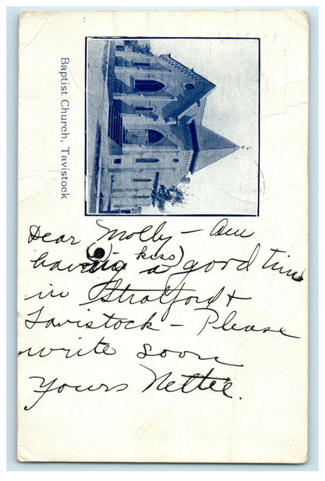 1906 Baptist Church Tavistock Ontario Canada CA Foreign Posted Postcard