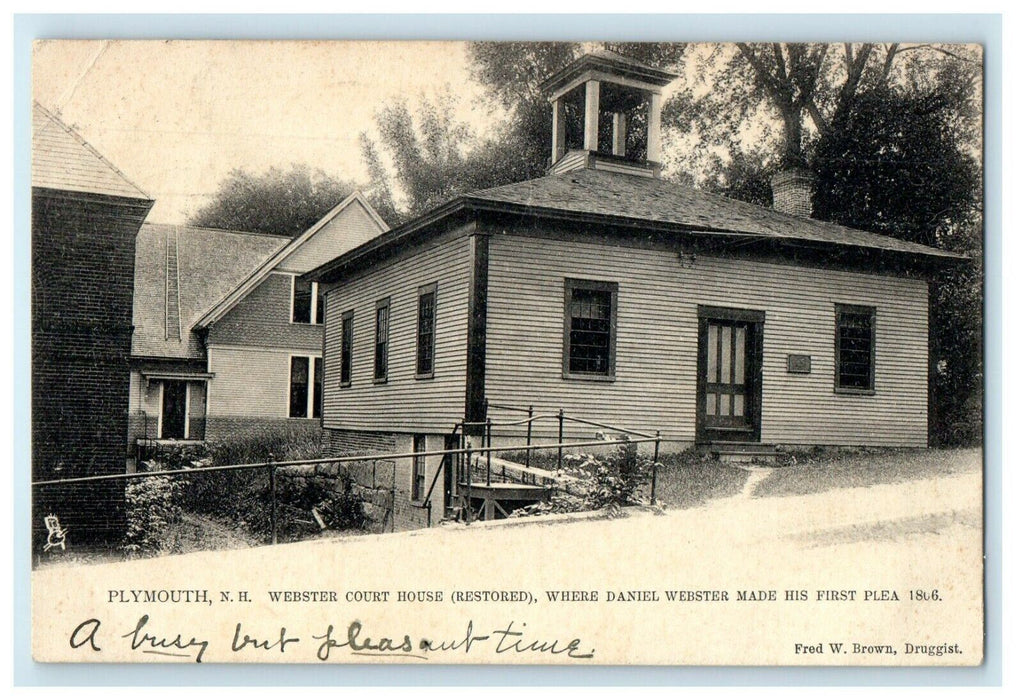 1909 Plymouth NH, Webster Court House Daniel Webster First Plea Tuck's Postcard