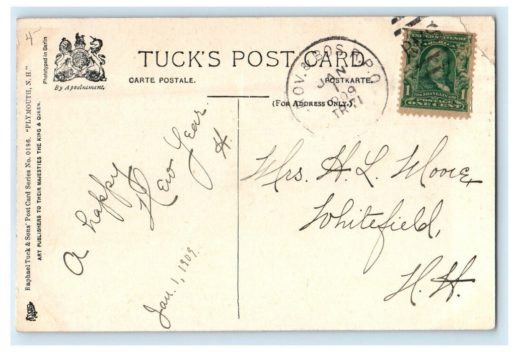 1909 Plymouth NH, Webster Court House Daniel Webster First Plea Tuck's Postcard